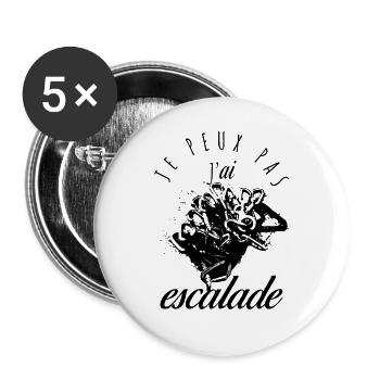 Je peux pas, j'ai escalade ! - Lot de 5 grands badges (56 mm) - blanc - Devant