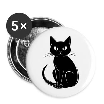 Cat Cat Kitten Cat Lady - Buttons large 2.2''/56 mm (5-pack) - white - Front