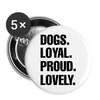 Hund Dog - Buttons groß 56 mm (5er Pack) - Weiß - Vorne