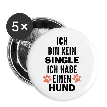 Hund Dog - Buttons groß 56 mm (5er Pack) - Weiß - Vorne