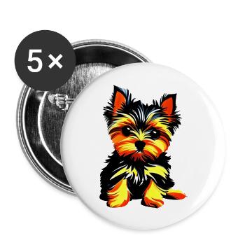 Dog Dog Owner Yorkshire Terrier Puppy - Buttons large 2.2''/56 mm (5-pack) - white - Front