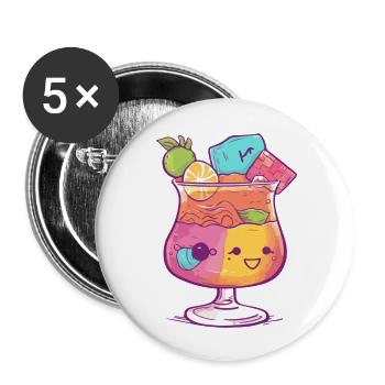Cocktail kawaii 1 - Lot de 5 grands badges (56 mm) - blanc - Devant