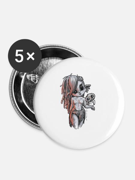 Nordisches wildes Mädchen - Buttons groß 56 mm (5er Pack) - Weiß