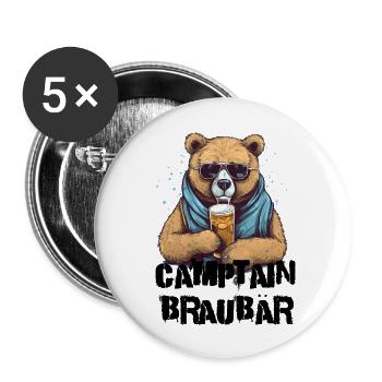 Camptain Braubär - Hurricane Camp 2023 - Buttons groß 56 mm (5er Pack) - Weiß - Vorne