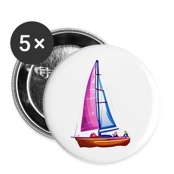 Segelsport Segeln Segelboot Segler Segelschiff - Buttons groß 56 mm (5er Pack) - Weiß - Vorne