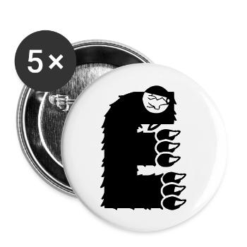 Monster Buchstabe E - Buttons groß 56 mm (5er Pack) - Weiß - Vorne