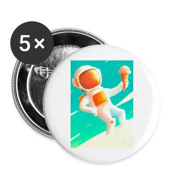 Astronaut mit Eiscreme - Buttons groß 56 mm (5er Pack) - Weiß - Vorne