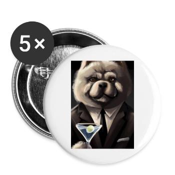 Chow Chow Anzug Martini - Buttons groß 56 mm (5er Pack) - Weiß - Vorne