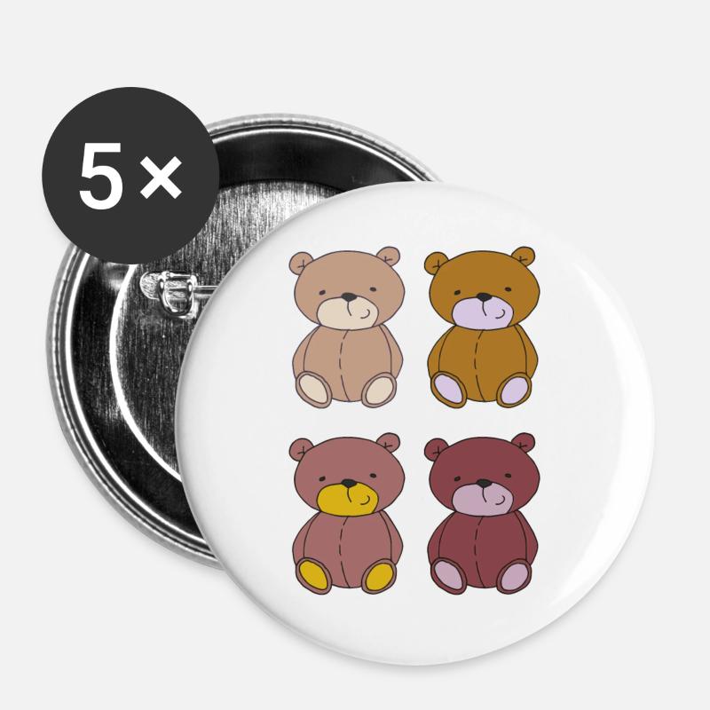 Bears Gang 4 - Buttons large 2.2''/56 mm (5-pack) - white