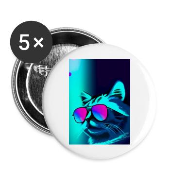 Katze mit Sonnenbrille - Buttons groß 56 mm (5er Pack) - Weiß - Vorne