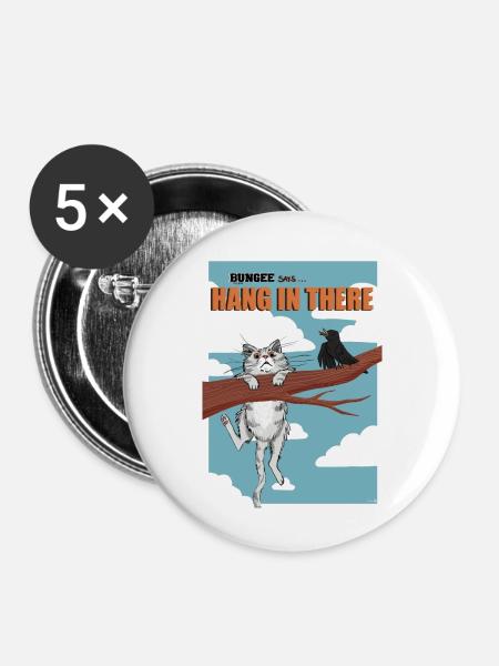Bungee Hang In There - Buttons groß 56 mm (5er Pack) - Weiß