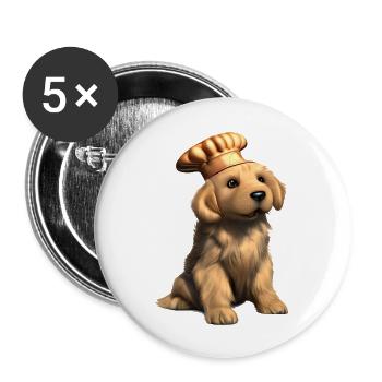 Golden Retriever Cooking Dogs Gastronom Puppy - Buttons large 2.2''/56 mm (5-pack) - white - Front