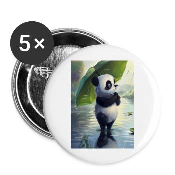 Panda mit Blattschirm - Buttons groß 56 mm (5er Pack) - Weiß - Vorne