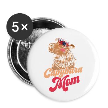 Capybara Mom Capibara Owner Rodent Mammal - Buttons groß 56 mm (5er Pack) - Weiß - Vorne