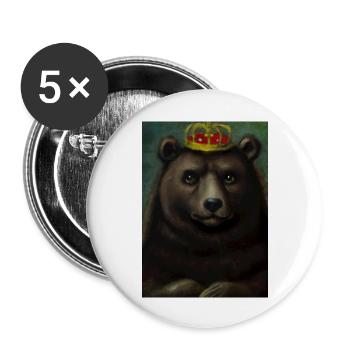 Bär mit Krone - Buttons groß 56 mm (5er Pack) - Weiß - Vorne