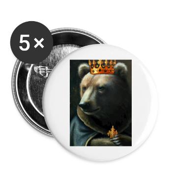 Bär mit Krone - Buttons groß 56 mm (5er Pack) - Weiß - Vorne