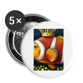 Clownfisch mit einer Krone - Buttons groß 56 mm (5er Pack) - Weiß - Vorne