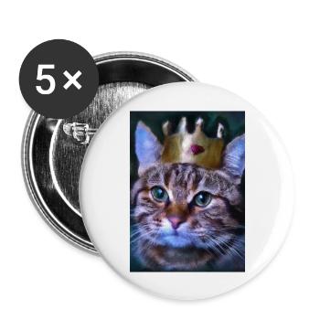 Katze mit Krone - Buttons groß 56 mm (5er Pack) - Weiß - Vorne