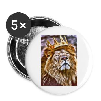 Löwe mit Krone - Buttons groß 56 mm (5er Pack) - Weiß - Vorne