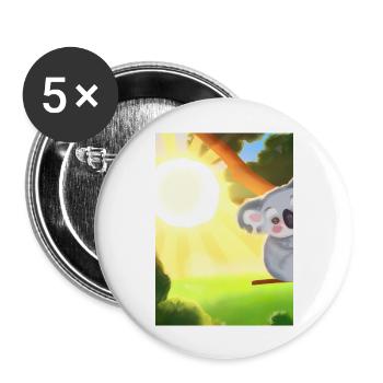 Ein Koala hängt an einem Baum - Buttons groß 56 mm (5er Pack) - Weiß - Vorne