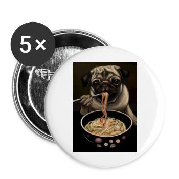 Hund frisst Ramen - Buttons groß 56 mm (5er Pack) - Weiß - Vorne