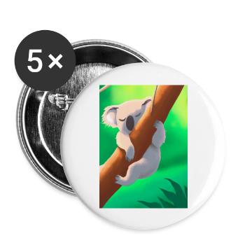 Ein Koala hängt an einem Baum - Buttons groß 56 mm (5er Pack) - Weiß - Vorne