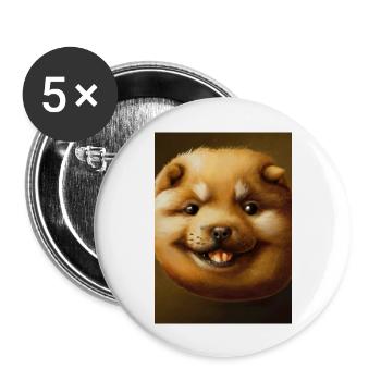 Kartoffel-Hund-Gesicht - Buttons groß 56 mm (5er Pack) - Weiß - Vorne