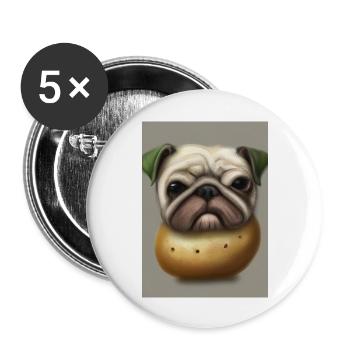 Kartoffel-Hund-Gesicht - Buttons groß 56 mm (5er Pack) - Weiß - Vorne