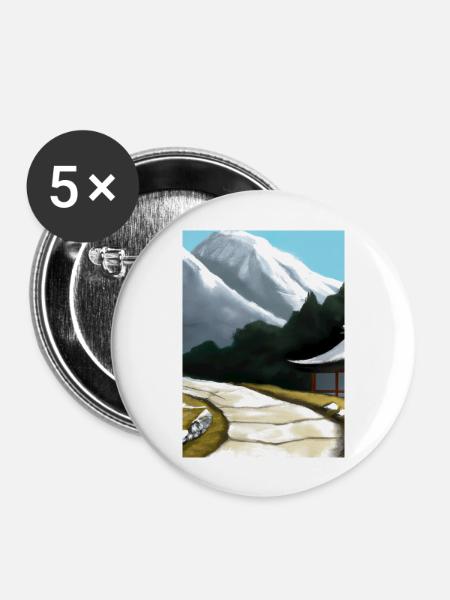 Pfad zu einem Berg - Buttons groß 56 mm (5er Pack) - Weiß