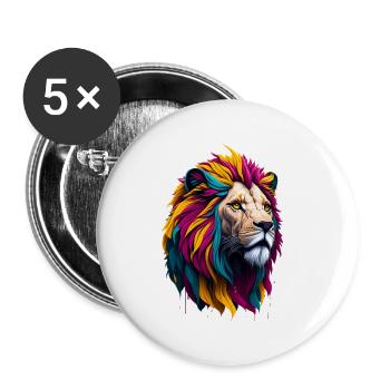 Löwe 1 - Buttons groß 56 mm (5er Pack) - Weiß - Vorne