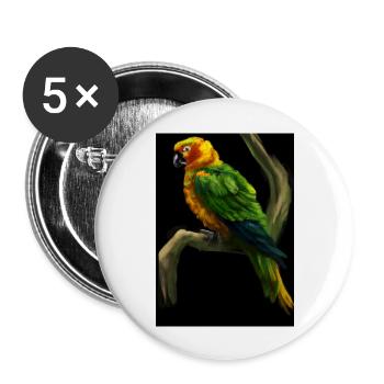 Papagei auf einem Baum - Buttons groß 56 mm (5er Pack) - Weiß - Vorne
