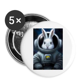 Kaninchen im Weltraum - Buttons groß 56 mm (5er Pack) - Weiß - Vorne