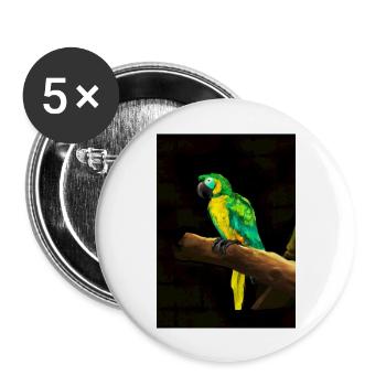 Papagei auf einem Baum - Buttons groß 56 mm (5er Pack) - Weiß - Vorne