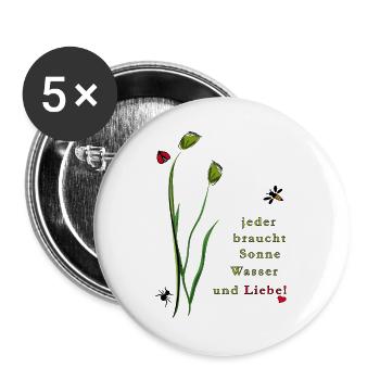 Natur, Liebe, Insekten - Buttons groß 56 mm (5er Pack) - Weiß - Vorne