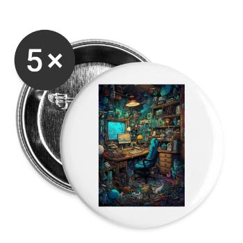 Living space of a computer nerd - Buttons large 2.2''/56 mm (5-pack) - white - Front