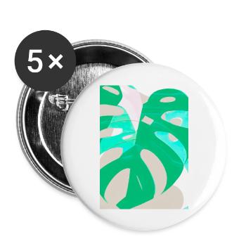 Monstera Pflanze Zusammenfassung - Buttons groß 56 mm (5er Pack) - Weiß - Vorne