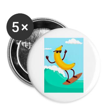 Surfen Banane - Buttons groß 56 mm (5er Pack) - Weiß - Vorne