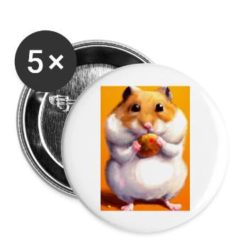 Hamster frisst - Buttons groß 56 mm (5er Pack) - Weiß - Vorne