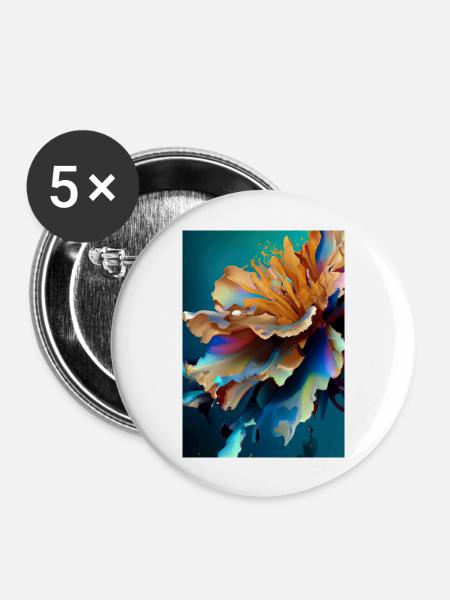 Abstrakte Blume - Buttons groß 56 mm (5er Pack) - Weiß