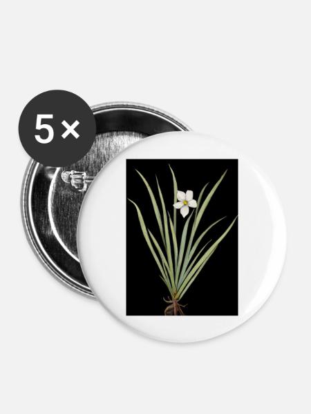 Frontlicht Blume - Buttons groß 56 mm (5er Pack) - Weiß
