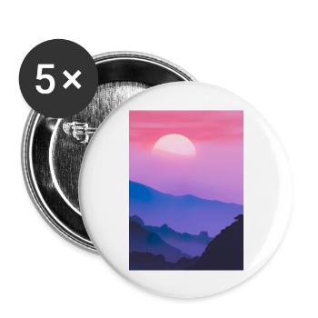 Rosa Sonnenuntergang - Buttons groß 56 mm (5er Pack) - Weiß - Vorne