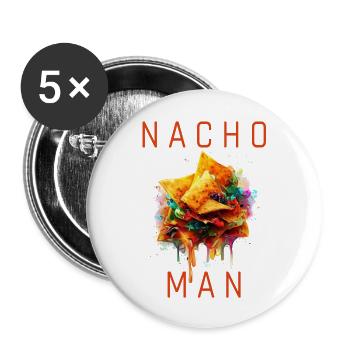 nacho man - Buttons groß 56 mm (5er Pack) - Weiß - Vorne