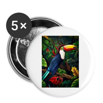 Dschungel-Tukan - Buttons groß 56 mm (5er Pack) - Weiß - Vorne