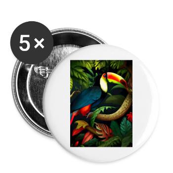 Dschungel-Tukan - Buttons groß 56 mm (5er Pack) - Weiß - Vorne