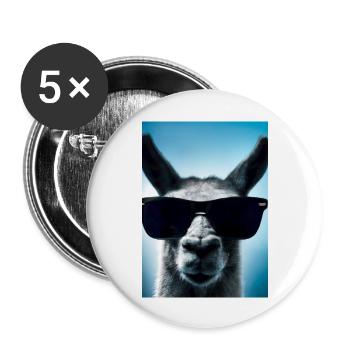 Lama mit Sonnenbrille - Buttons groß 56 mm (5er Pack) - Weiß - Vorne