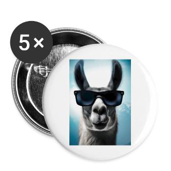 Lama mit Sonnenbrille - Buttons groß 56 mm (5er Pack) - Weiß - Vorne