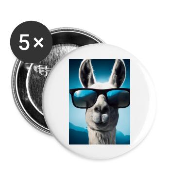 Lama mit Sonnenbrille - Buttons groß 56 mm (5er Pack) - Weiß - Vorne