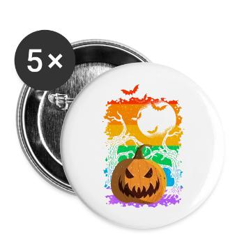 Gay Pride Parade LGBTQ+ Rainbow Flag Body Positive - Buttons groß 56 mm (5er Pack) - Weiß - Vorne