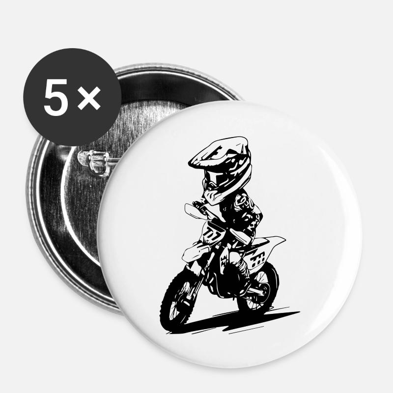 Motocross - Buttons large 2.2''/56 mm (5-pack) - white