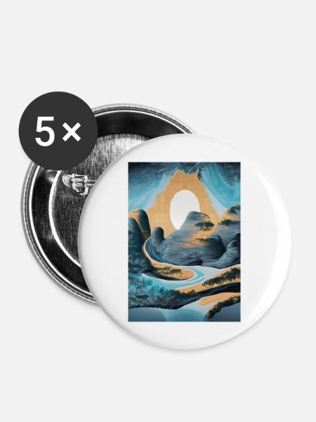 Abstrakte Landschaft - Abstract Landscape - Buttons groß 56 mm (5er Pack) - Weiß